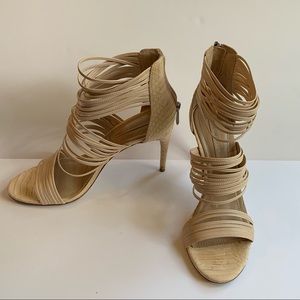 BCBG cream strappy heels Sz 8.5